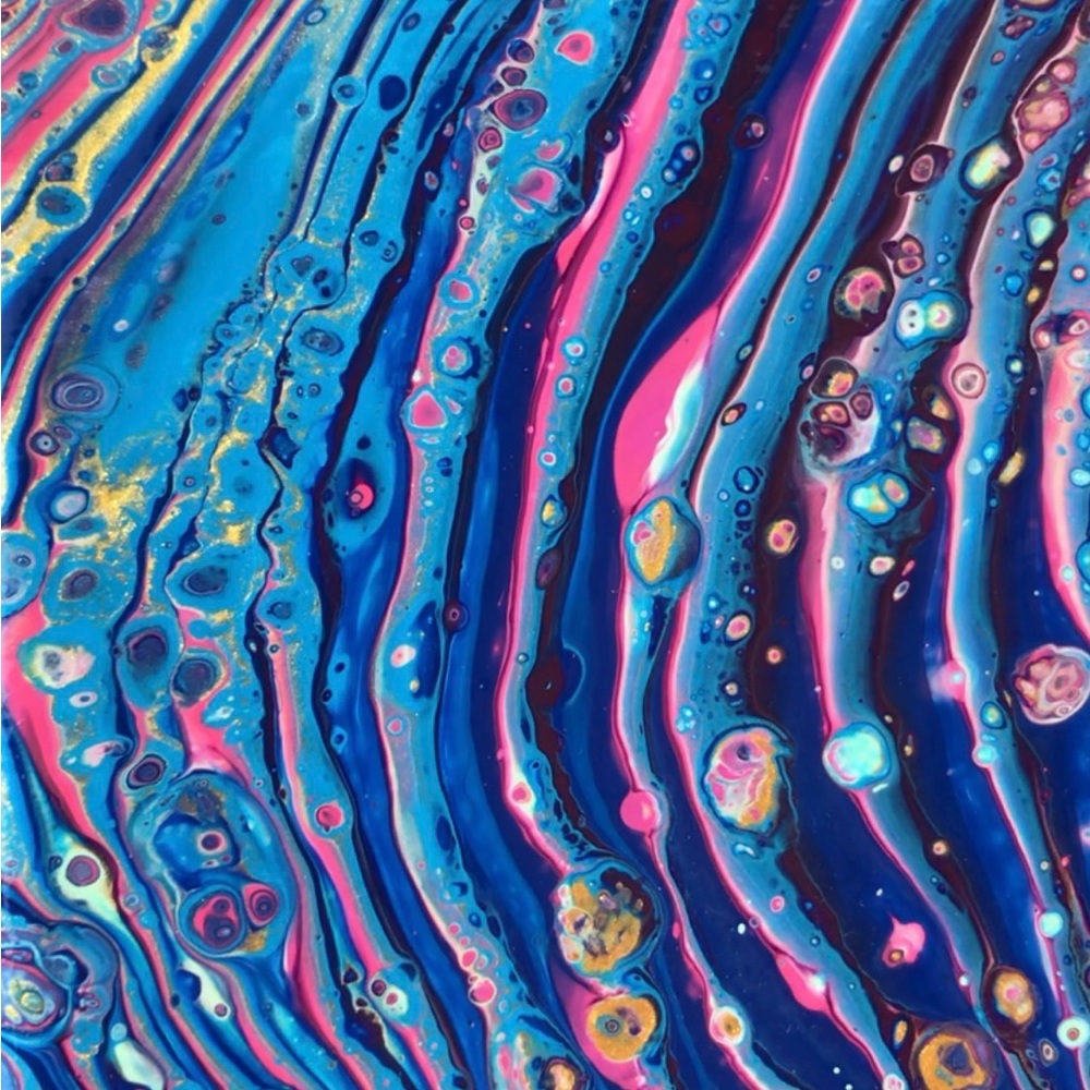 Abstract Blue and Pink Canvas Art 8”x10” Acrylic Fluid Pour Paint - Picture 3 of 5